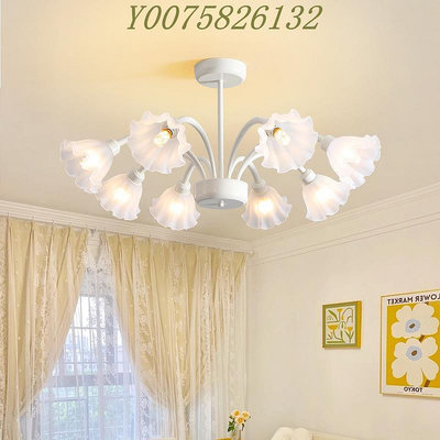 客廳吊燈全光譜護眼燈浪漫花朵家用客廳個性法式田園奶油風吊燈