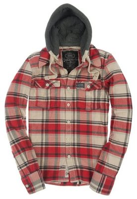 英國 極度乾燥 superdry Lumberjack Hooded Shirt jacket 重磅 襯衫 外套 格紋 連帽 夾克 硬挺 M號現貨