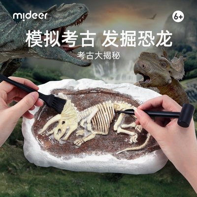 熱銷 mideer彌鹿恐龍化石考古挖掘玩具霸王龍骨架模型手工diy兒童挖寶
