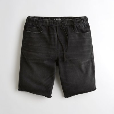 【HOLLISTER Co.】【零碼S】HC男款牛仔短褲鬆緊鬚黑 F09190827-05