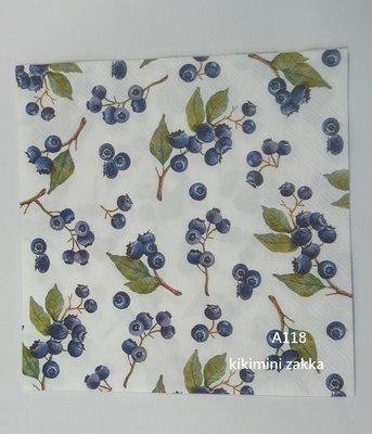 《kikimini雜貨小旅行 蝶谷巴特 餐巾紙 進口手作餐巾紙 拼貼彩繪》藍莓 3張一組 #A118