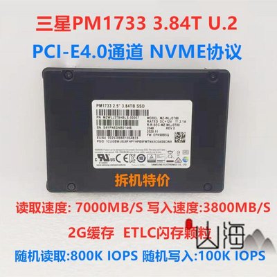 Samsung/三星PM1733 1.92T 3.84T 2.5寸U.2企業級PCIE4.0固態硬碟