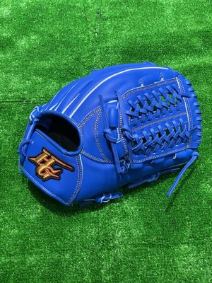 棒球世界全新Hi-Gold牛皮棒壘球內野手L7網狀球檔手套特價寶藍色12吋