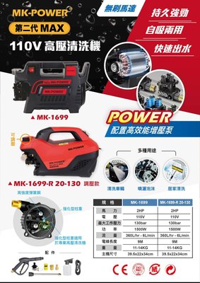 WIN五金 MK-POWER 第二代 MK-1699-R MAX系列 自吸兩用高壓清洗機 洗車機 清洗空調 洗車神器