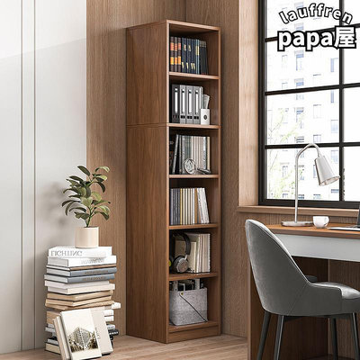 書架落地窄縫小書櫃簡易臥室客廳靠牆夾縫轉角置物架實木色收納櫃