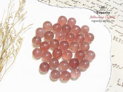 天然石．DIY串珠 天然透體俄羅斯果凍草莓晶圓珠【F3326】約11-12mm水晶散珠《晶格格的多寶格》