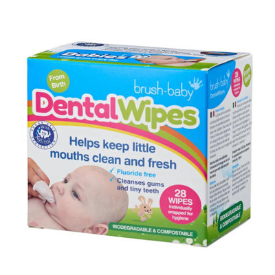 【牙齒寶寶】英國 brush-baby安心刷潔牙手指棉巾(28片/單片包)