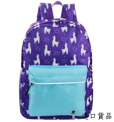 現貨紫色草泥馬帆布後背包 可愛羊駝背包上課書包戶外旅遊背包休閒包包可開發票