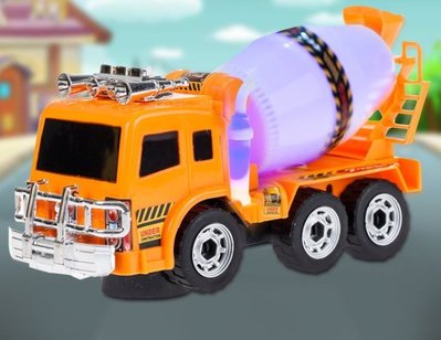 水泥車工程車攪拌水泥車公共工程車小孩玩具有聲音電動車發光電動碰撞自動轉彎安全玩具車