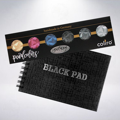 優惠套組! Coliro銀河版6色珠光水彩粉餅+Black pad A5黑色繪圖本