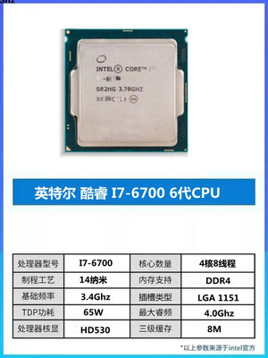 Intel/英特爾 i7-6700K 8700 7700 9700 6700 9900 9900k CC150全