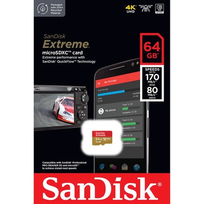 含稅附發票公司貨 SanDisk 64GB 170MB Extreme microSDXC TF UHS-I U3 A2