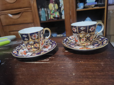 英國皇冠德比古董摩卡咖啡杯碟