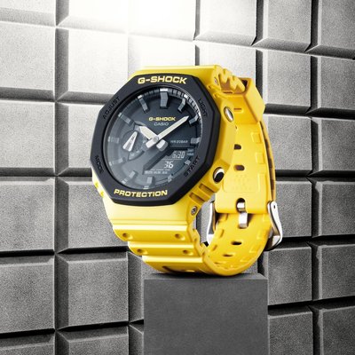 黃色款 Casio G-Shock GA-2100-1A1 手錶 200米 防水 碳纖維 超薄 雙顯 AP 皇家橡樹
