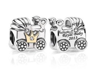 Pandora 絕版 925銀+14k 2013限量 皇家嬰兒車