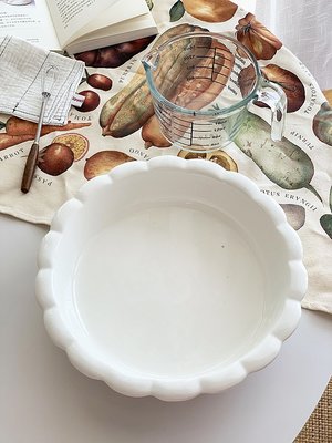 外貿原單 北歐ins純白波浪花邊陶瓷烤盤家用家用大湯盤