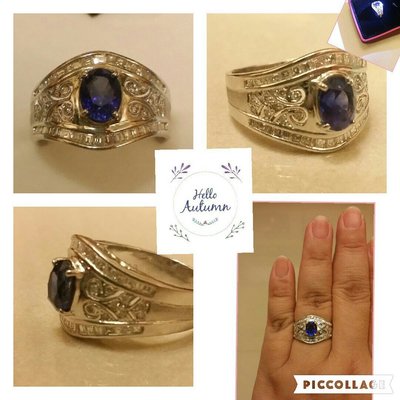 Tiffany 款天然藍寶鑽石戒指