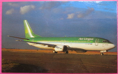~郵雅~世界民航雜誌贈愛爾蘭航空波音737-448飛機卡片(尺寸約一般名片大小)