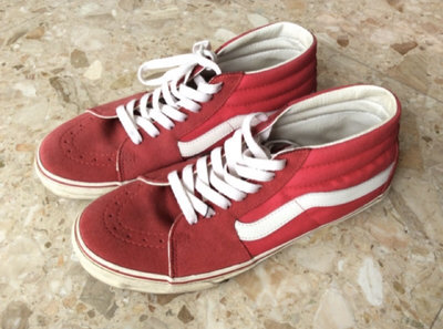 Vans 紅色百搭基本款麂皮帆布鞋