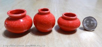 【袖珍屋】大紅雲紋藝術花瓶三件套組(F0468A0090)
