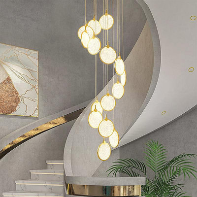 樓梯吊燈現代簡約復式別墅旋轉樓梯間長吊燈個性北歐床頭餐廳吧臺