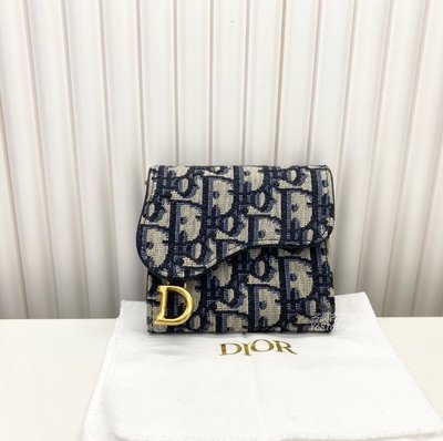 名品 Dior 迪奧SADDLE NANO小袋 藍色Oblique 提花零錢包 鏈條包 S5654CTZQ_M928