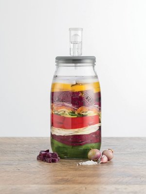 英國Kilner玻璃泡菜罐自動排氣壓家用咸菜壇腌制加厚密封罐透明瓶
