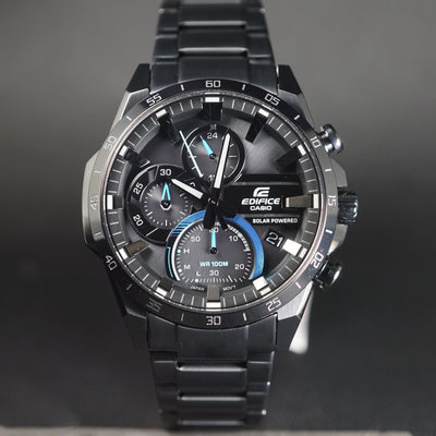 【金台鐘錶】CASIO 卡西歐 EDIFICE 三眼錶賽車錶 (全黑) (太陽能電力) EQS-940DC-1B
