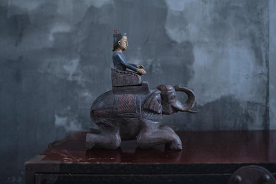 【二手】古暹羅木雕太平有象 古玩雜項 美品 收藏【民國古玩】-4070
