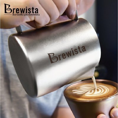 拉花杯Brewista咖啡拉花缸尖嘴壓紋不銹鋼感溫拉花杯溫度顯示奶泡杯器具-雙喜生活館