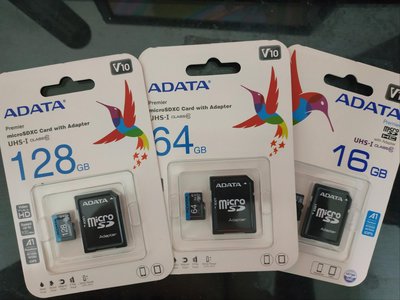 非買不可A1藍卡 ADATA 威剛16G 32G 64G (128G記憶卡 )c10 可用於手機平板行車記錄器 A1 100M買送神秘小贈品