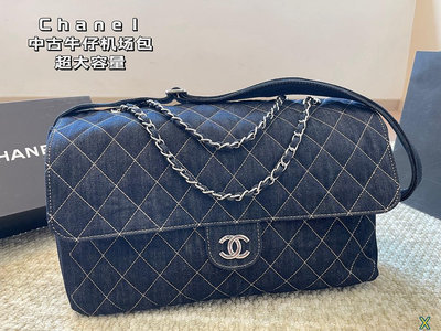 【二手包包】Chanel香奈兒中古牛仔機場包完美演繹大包不壓身 隨性灑脫非他莫屬尺寸 41 25 NO99012