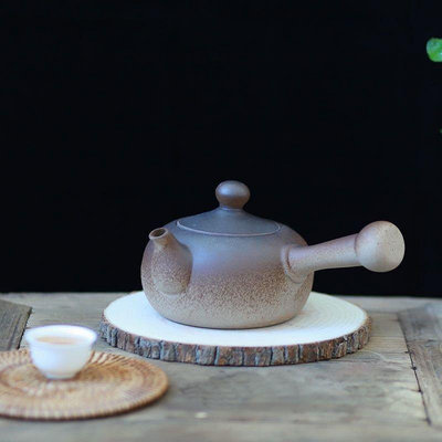 新品 純手工復古日式耐高溫燒水壺手握如意側把粗陶壺功夫茶具泡茶專用促銷 可開發票