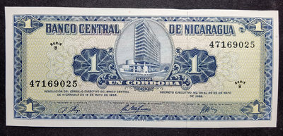 尼加拉瓜 1科多巴 紙幣 p-115 1968版 47169025 全新UNC