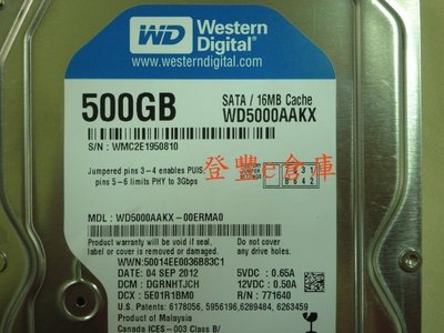 【登豐e倉庫】 YF180 WD5000AAKX-00ERMA0 500G SATA3 硬碟