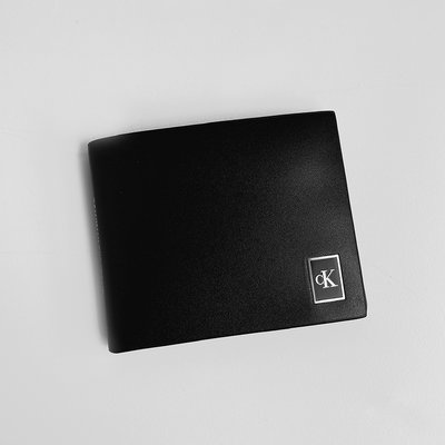 美國百分百【全新真品】Calvin Klein 皮夾 CK 短夾 皮革 錢包 鈔票 卡夾 男夾 logo 黑色 BN76