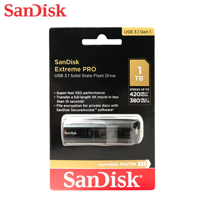 SanDisk 1TB CZ880 固態隨身碟 高速 USB 3.1 台灣保固公司貨 終身保(SD-CZ880-1TB)