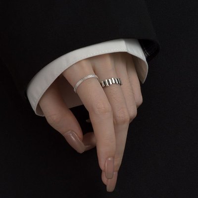 銀色戒指女小眾設計時尚個性氣質冷淡風可調節食指指環-默認最小規格價錢  其它規格請諮詢客服
