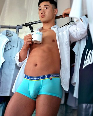 [性感裸比] 日本品牌UNDERSTAND莫代爾短版平口褲男性湖水藍特價500元(全館滿千現折100元)3823-963