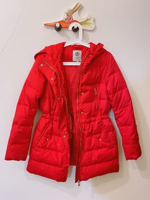 全新專櫃品牌✨tonlion紅色縮腰連帽羽絨外套大衣