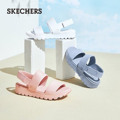 100原廠％Skechers/斯凱奇2021新款女子運動休閑輕質沙灘魔術貼露趾涼鞋