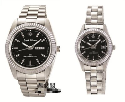 【靚錶閣】GLAD STONE 蠔式不鏽鋼/防水/日本機芯精品腕錶.對錶(水晶玻璃、日期功能)