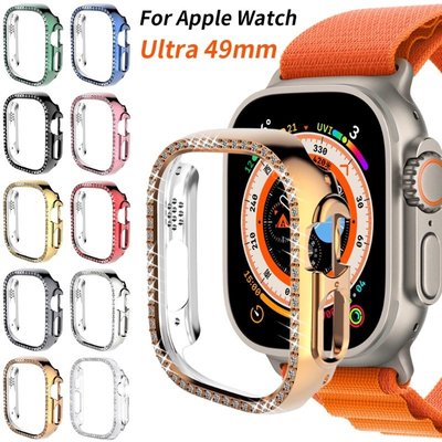 森尼3C-Apple Watch Ultra 49 毫米女士 PC 空心框架保險槓鑽石保護殼 iWatch Series 7 8-品質保證