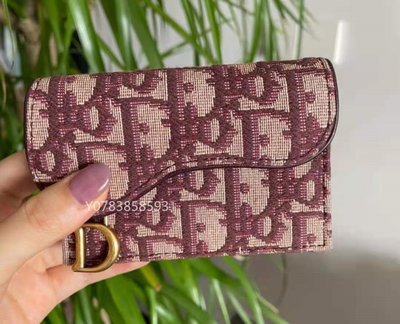 【日本二手】Dior 迪奧 SADDLE 翻蓋卡片套 老花小卡包 零錢包 卡夾 紅色