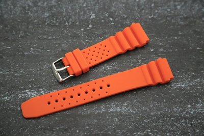 超值高質感～橘色20mm蛇腹式矽膠錶帶替代原廠搶錢貴貨citizen,seiko alba潛水錶帶