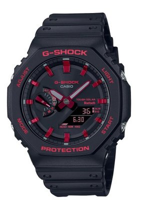 【天龜 】CASIO G SHOCK 火焰紅黑八角藍芽太陽能手錶 GA-B2100BNR-1A