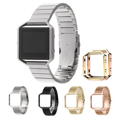 丁丁『帶金屬邊款』適用 Fitbit blaze 不鏽鋼竹節錶帶 智能手錶金屬腕帶 23mm 精鋼 多款顔色可選