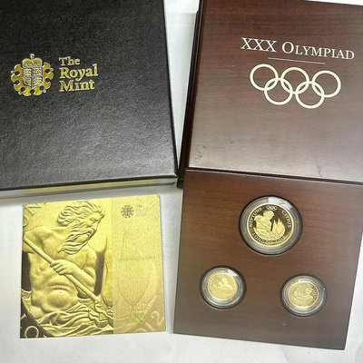 英國2012年倫敦奧運會金幣三枚一套.含純金46.65克.帶盒證 銀幣 錢幣紀念幣【悠然居】50
