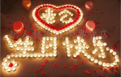 防風排字白紅雙色蠟燭245顆套餐 送玫瑰花瓣(台灣製品質優，可重複點燃，附圖輕鬆好排)【排字/婚禮/求婚/情人節】