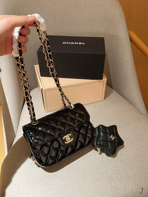 【二手包包】香奈兒Chanel24c漆皮cf星星雙子包尺寸20×14×5飛機箱 NO35990